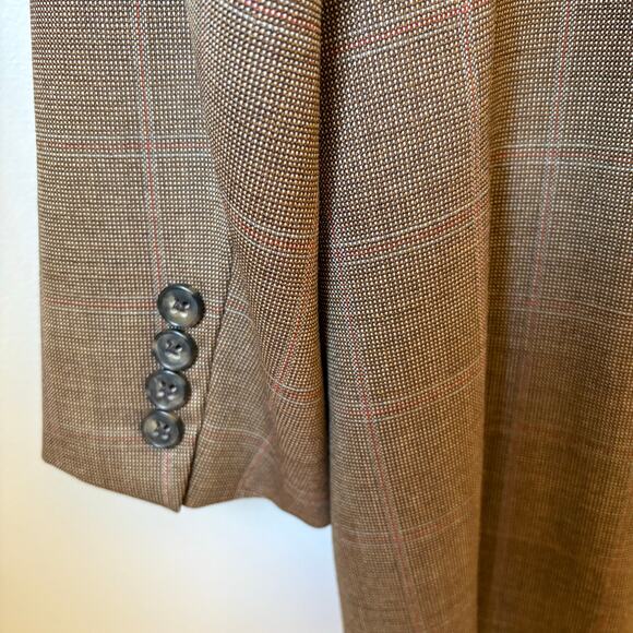 Vintage Zegna Brown Windowpane Plaid Tweed Blazer - Picture 1 of 7